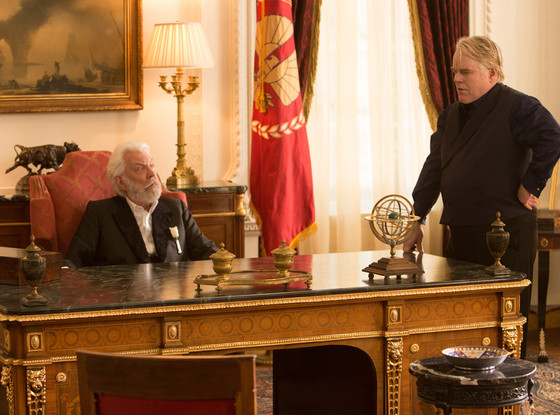 Donald Sutherland, Philip Seymour Hoffman, The Hunger Games, Catching Fire Donald Sutherland, Philip Seymour Hoffman, The Hunger Games, Catching Fire
